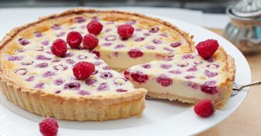 Tarte chocolat blanc et framboises toute simple